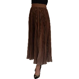 Beige Longuette Plisse Chiffon Midi Skirt