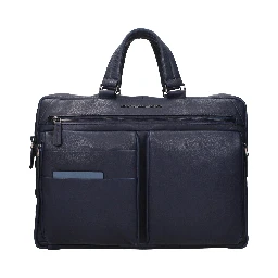 Blue Leather Business And Laptop Bag