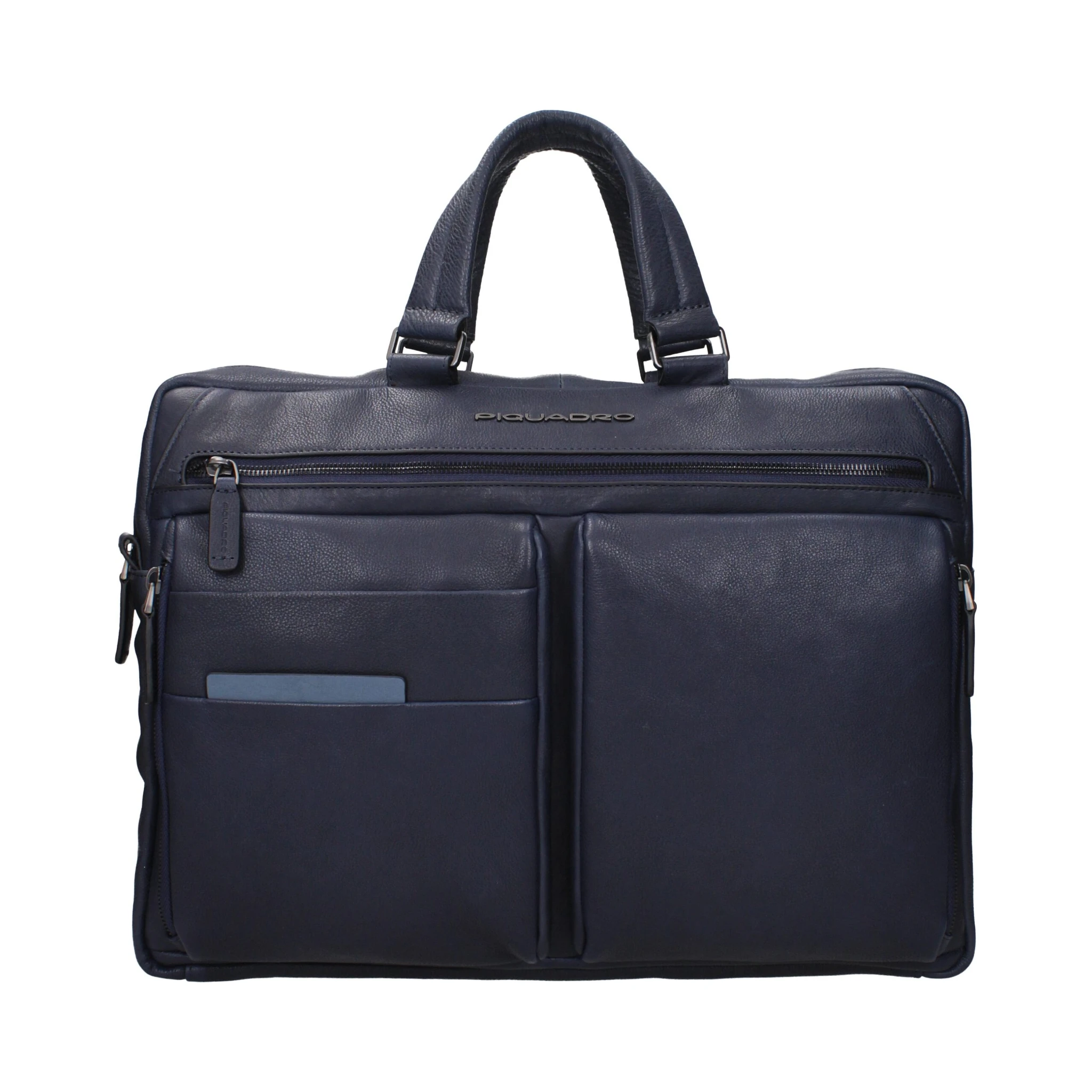 Blue Leather Business And Laptop Bag