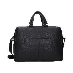 Black Leather Business And Laptop Bag