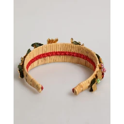 Multicolor Crystal Floral Gold Green Velvet Crown Headband