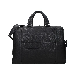 Black Leather Business And Laptop Bag