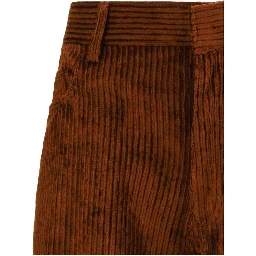 Brown Cotton Casual Pants