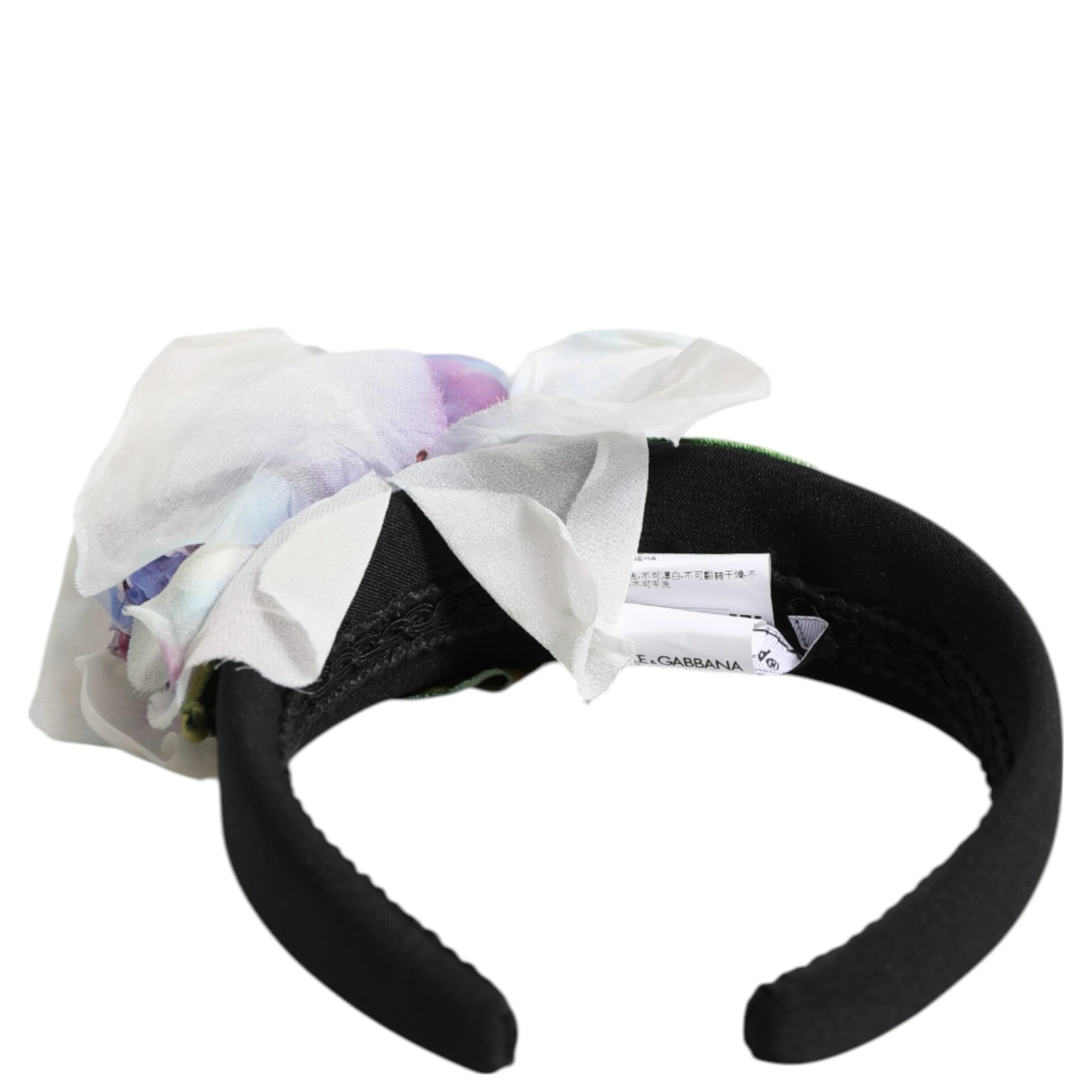 Black Green Silk Purple White Floral Appliqué Accessory Headband