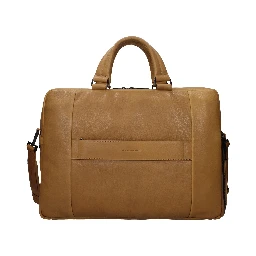 Beige Leather Business And Laptop Bag