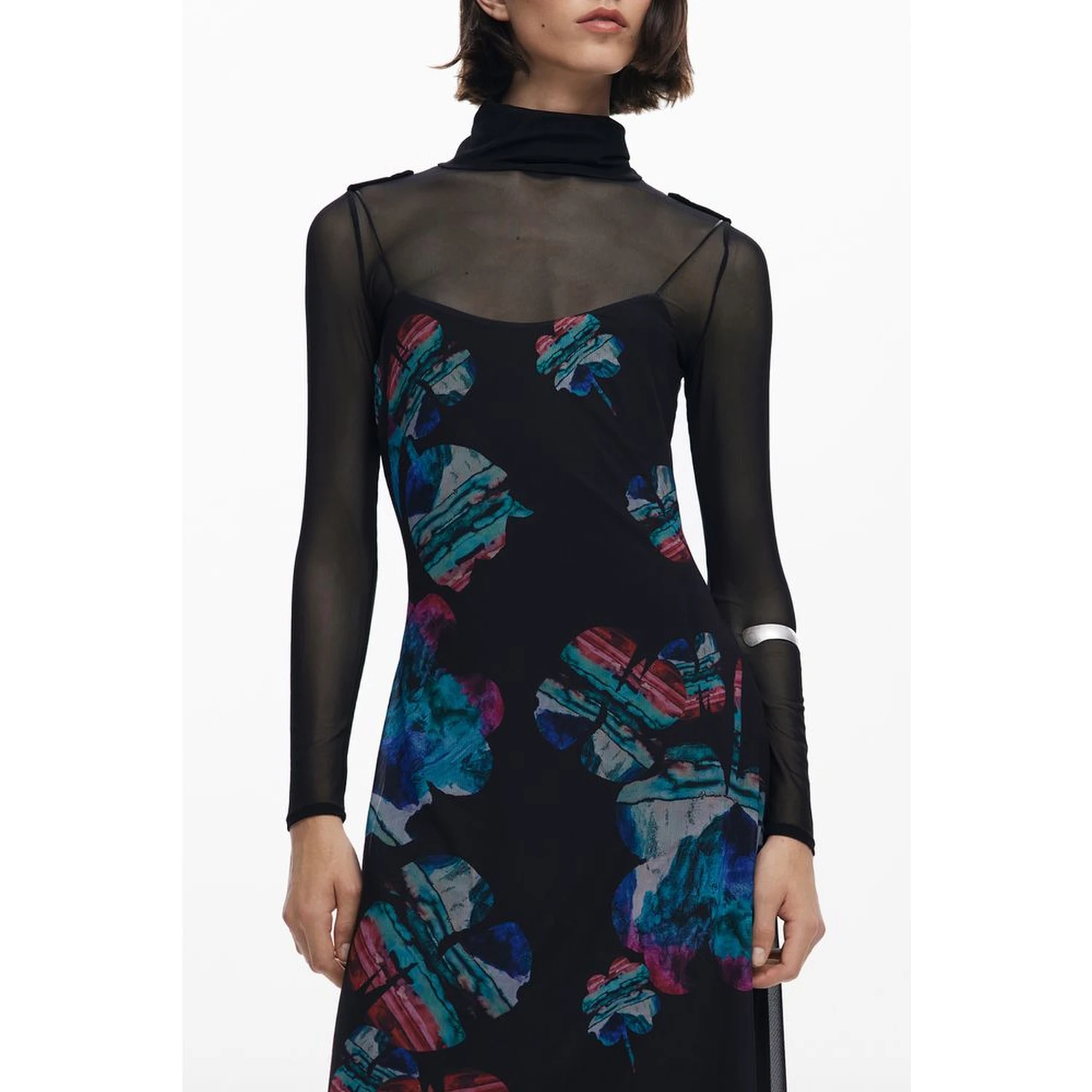 Black Polyester Women Dress