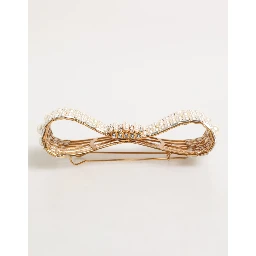 Gold Brass Glas Crystal Faux Pearl Embellished Brooch
