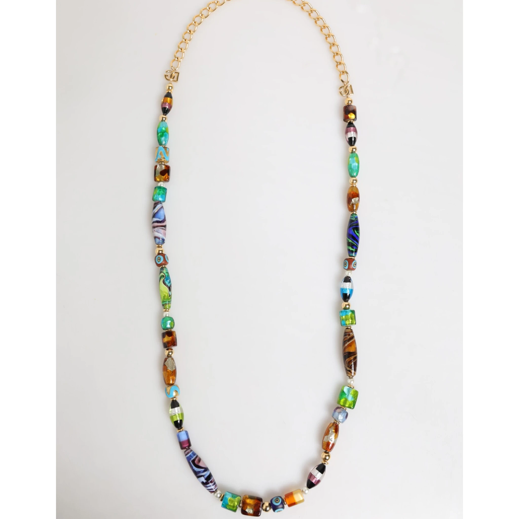 Multicolor Murano Glass Beads Brass Women Jewelry Necklace