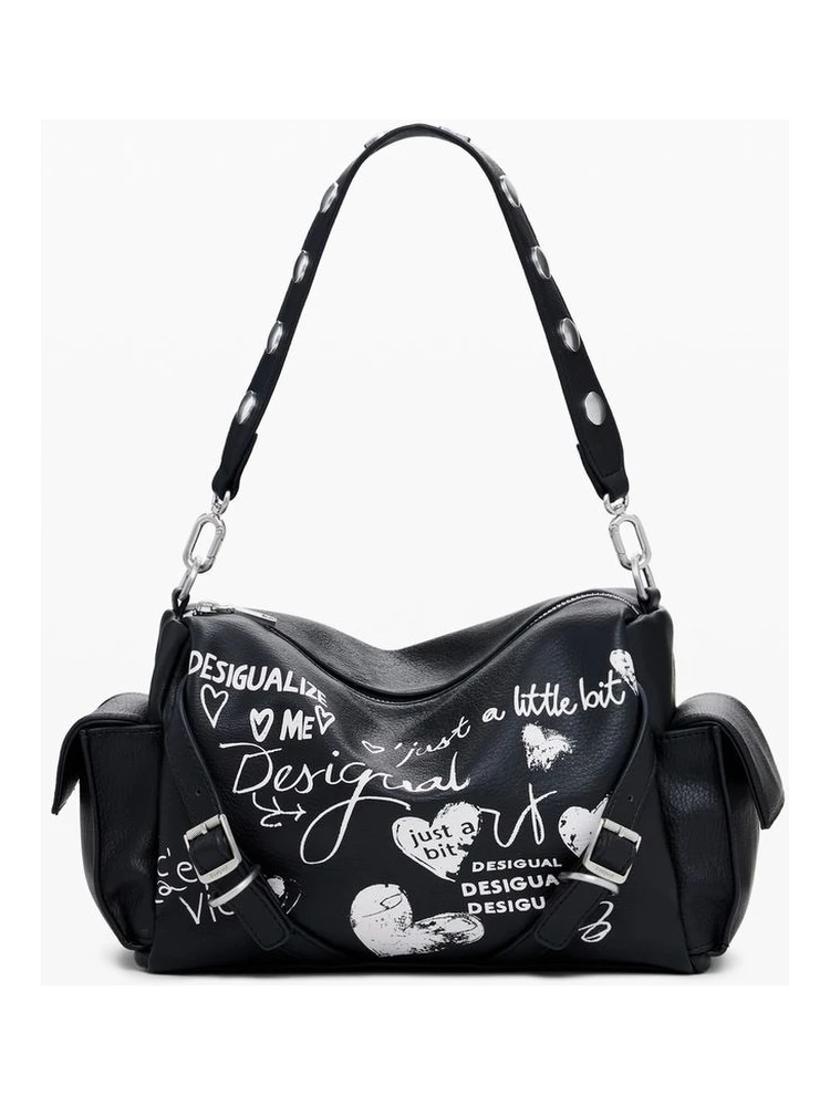Black Polyethylene Women Handbag