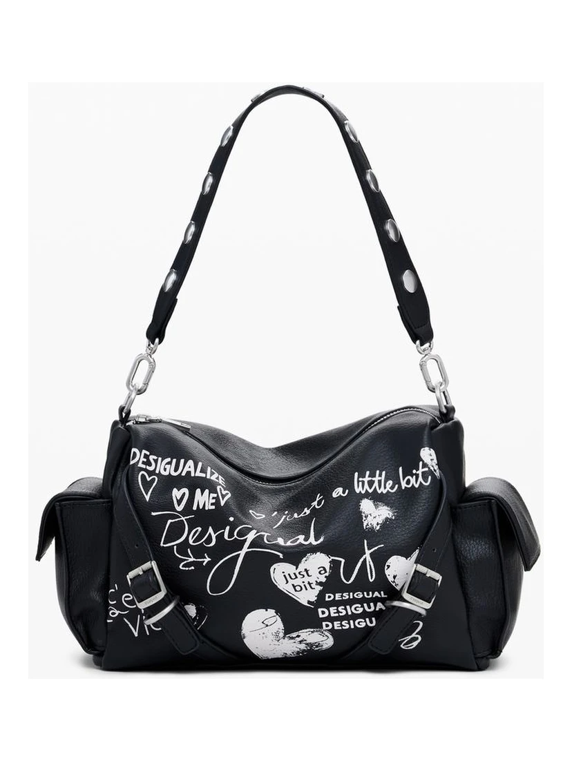 Black Polyethylene Women Handbag