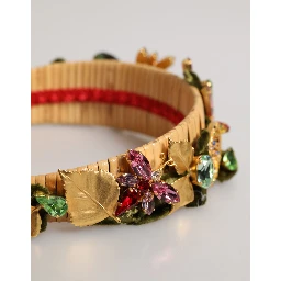 Multicolor Crystal Floral Gold Green Velvet Crown Headband