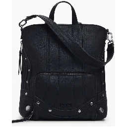 Black Polyethylene Women Backpack