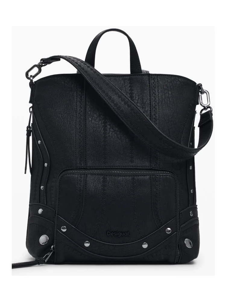 Black Polyethylene Women Backpack