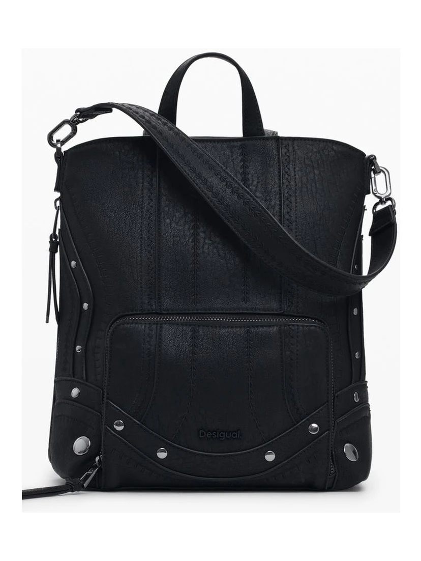 Black Polyethylene Women Backpack