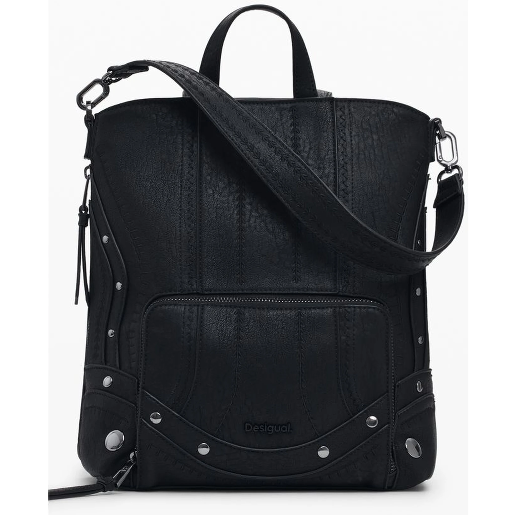 Black Polyethylene Women Backpack
