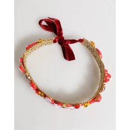 Red Carretto Multicolor Crystal Gold Tiara Crow Headband