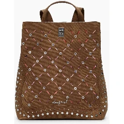 Brown Polyethylene Women Backpack