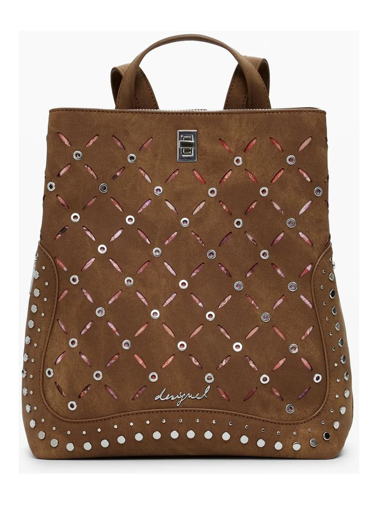 Brown Polyethylene Women Backpack