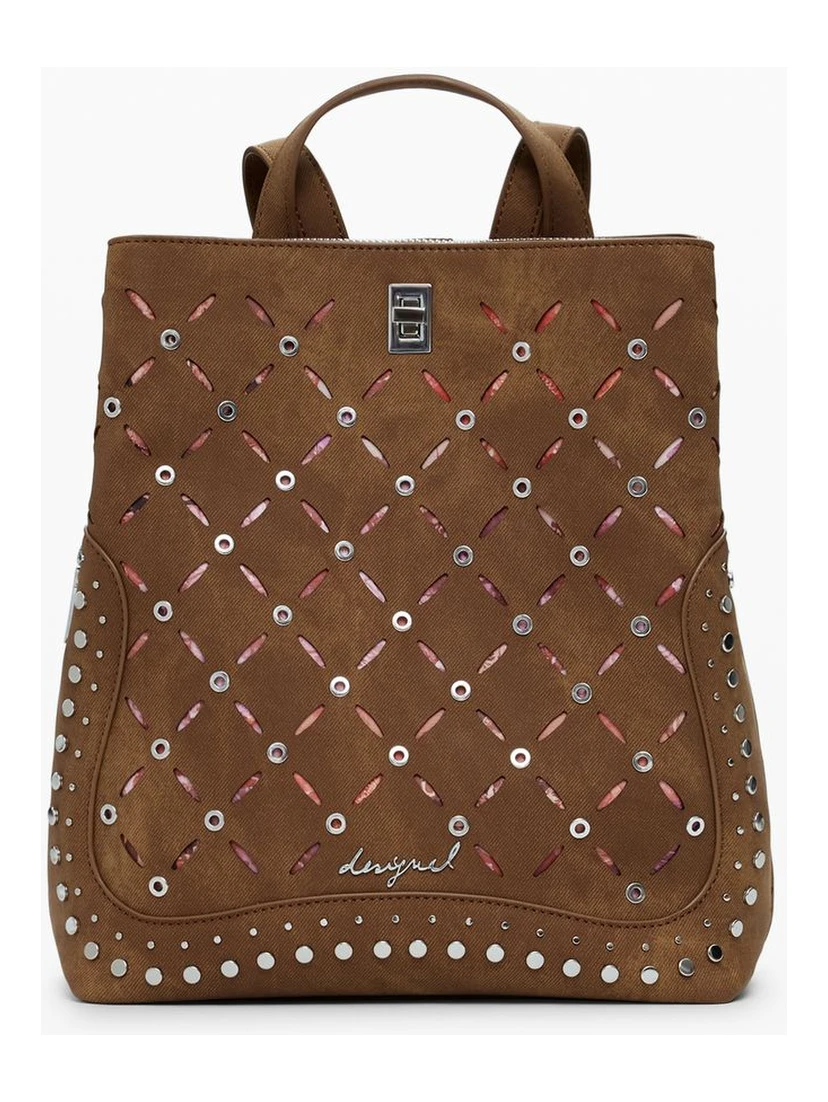 Brown Polyethylene Women Backpack