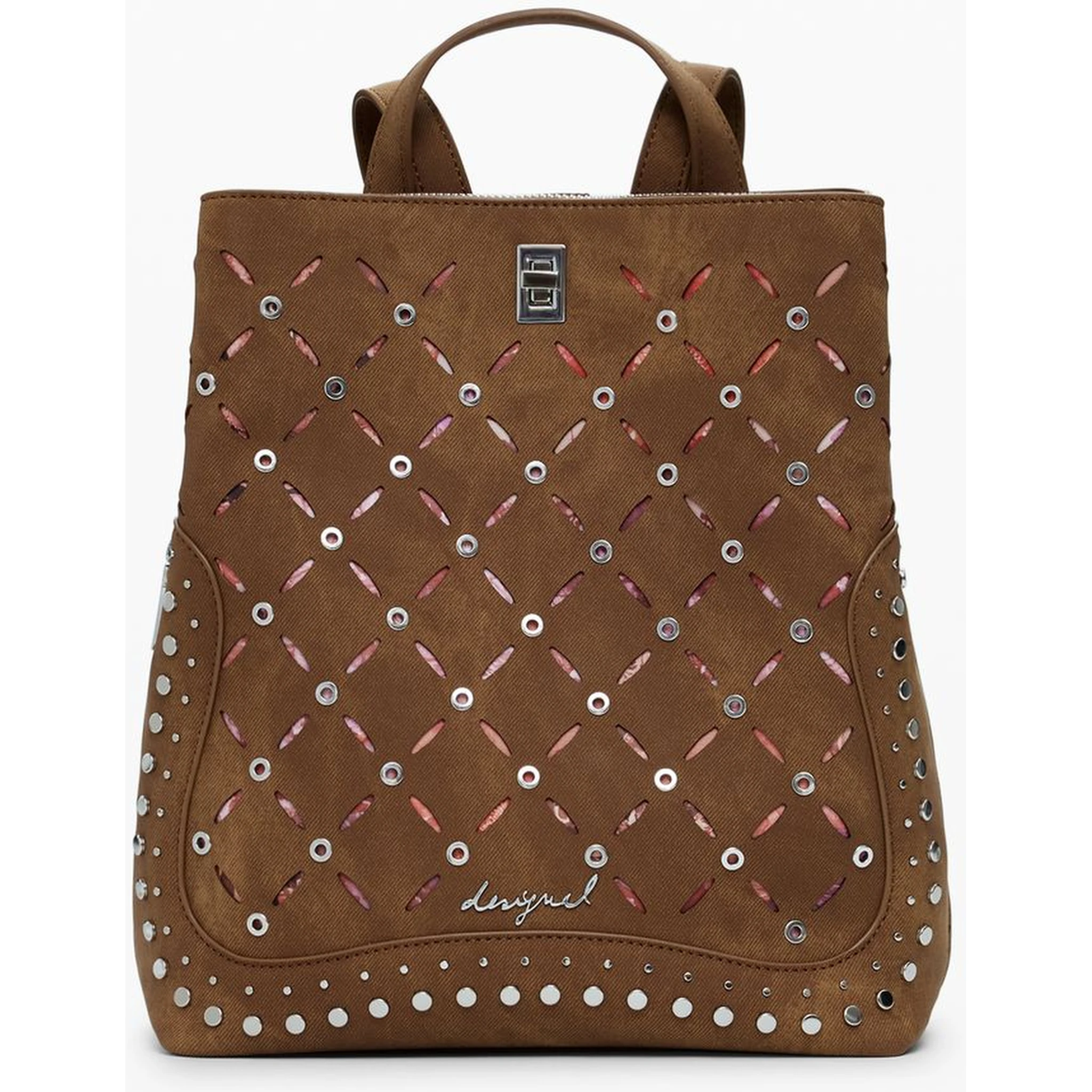 Brown Polyethylene Women Backpack