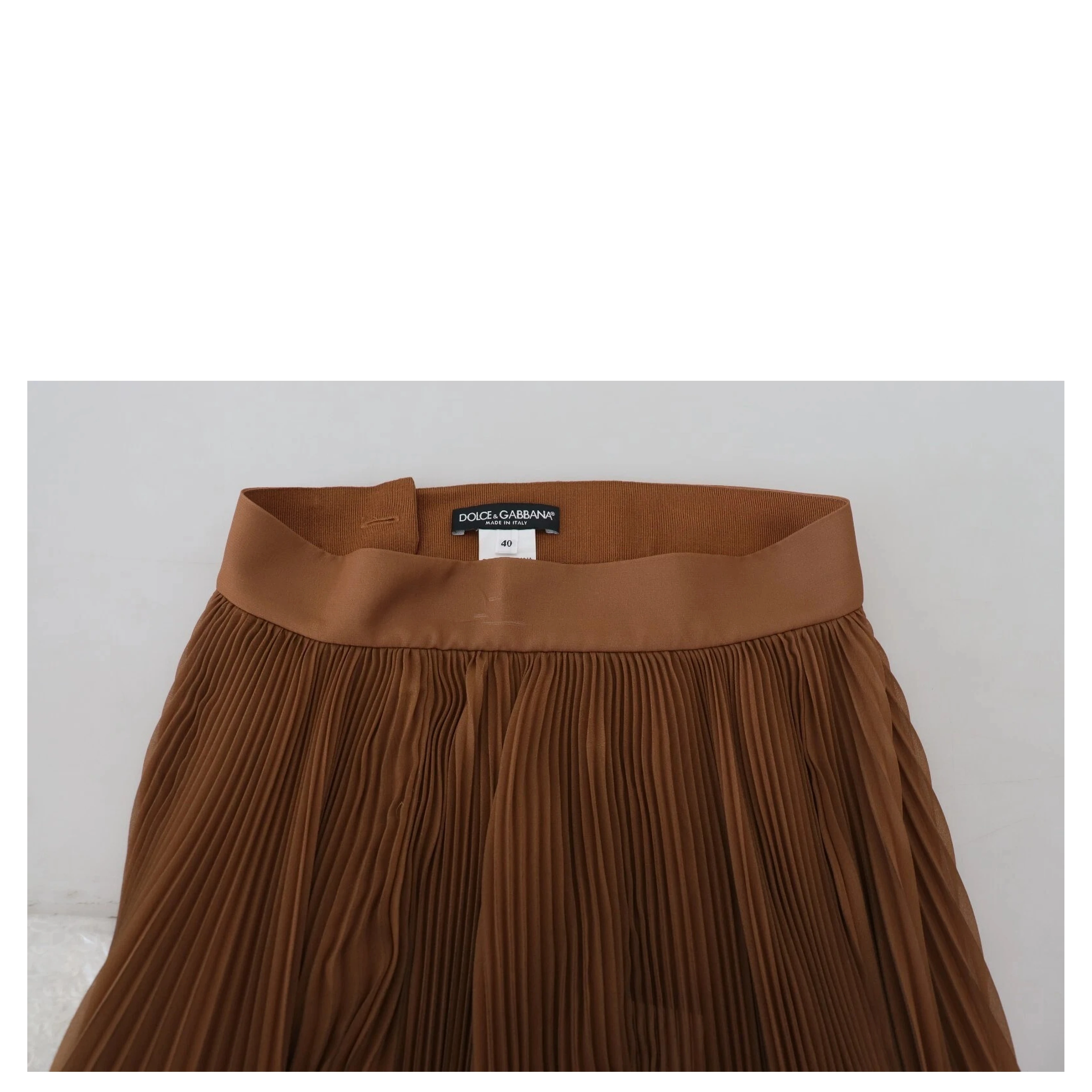Beige Longuette Plisse Chiffon Midi Skirt