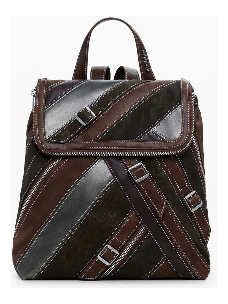 Brown Polyethylene Women Backpack