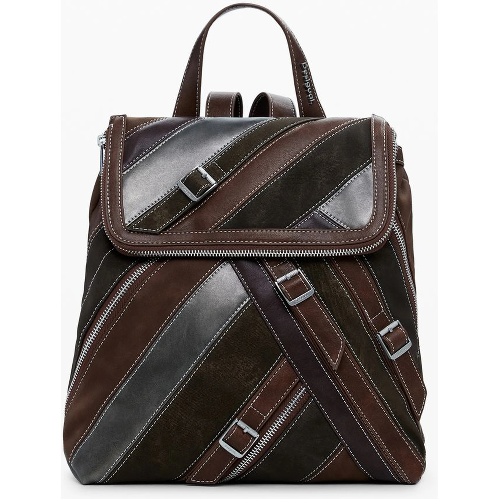 Brown Polyethylene Women Backpack