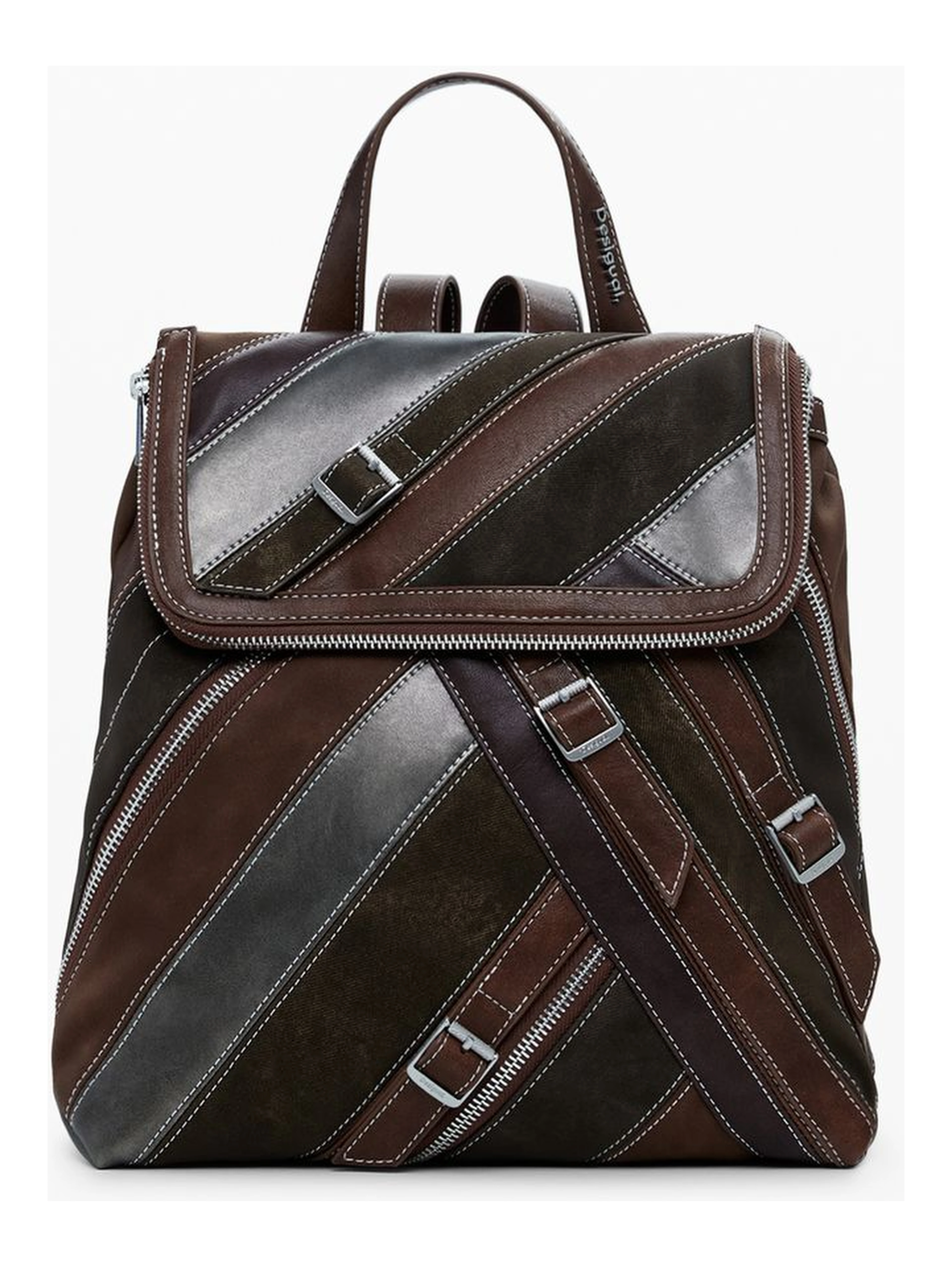 Brown Polyethylene Women Backpack