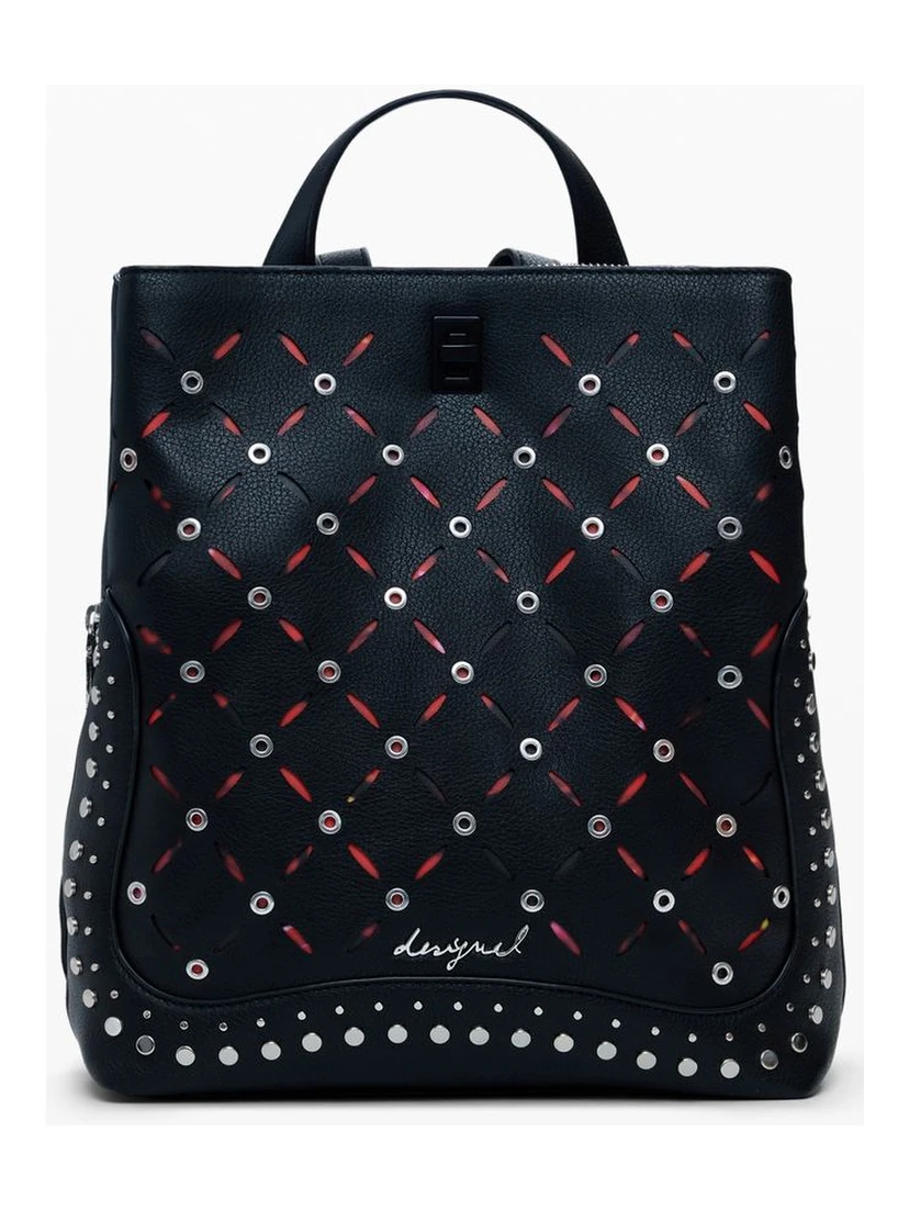 Black Polyethylene Women Backpack