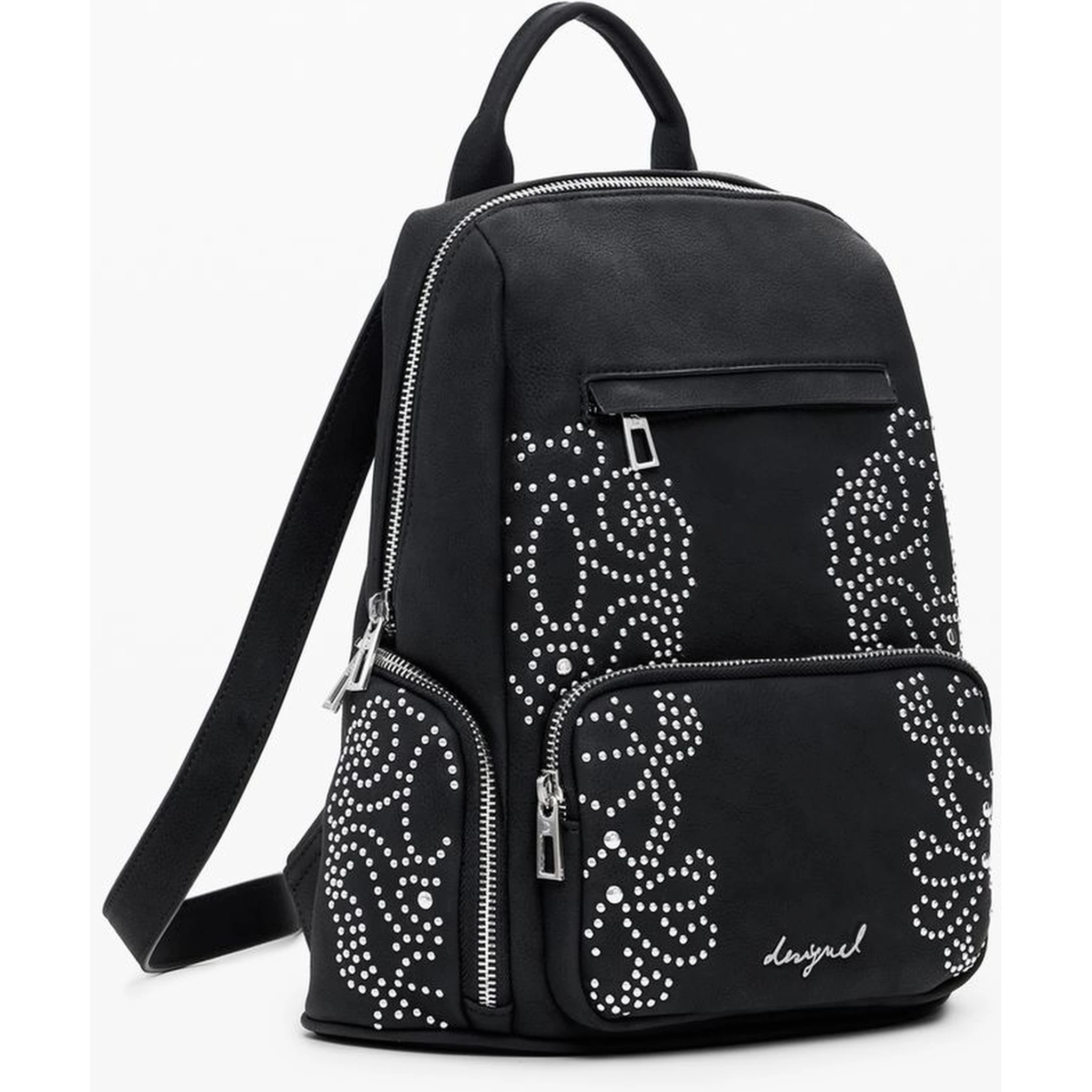 Black Polyethylene Women Backpack