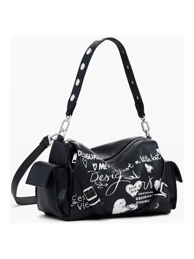 Black Polyethylene Women Handbag
