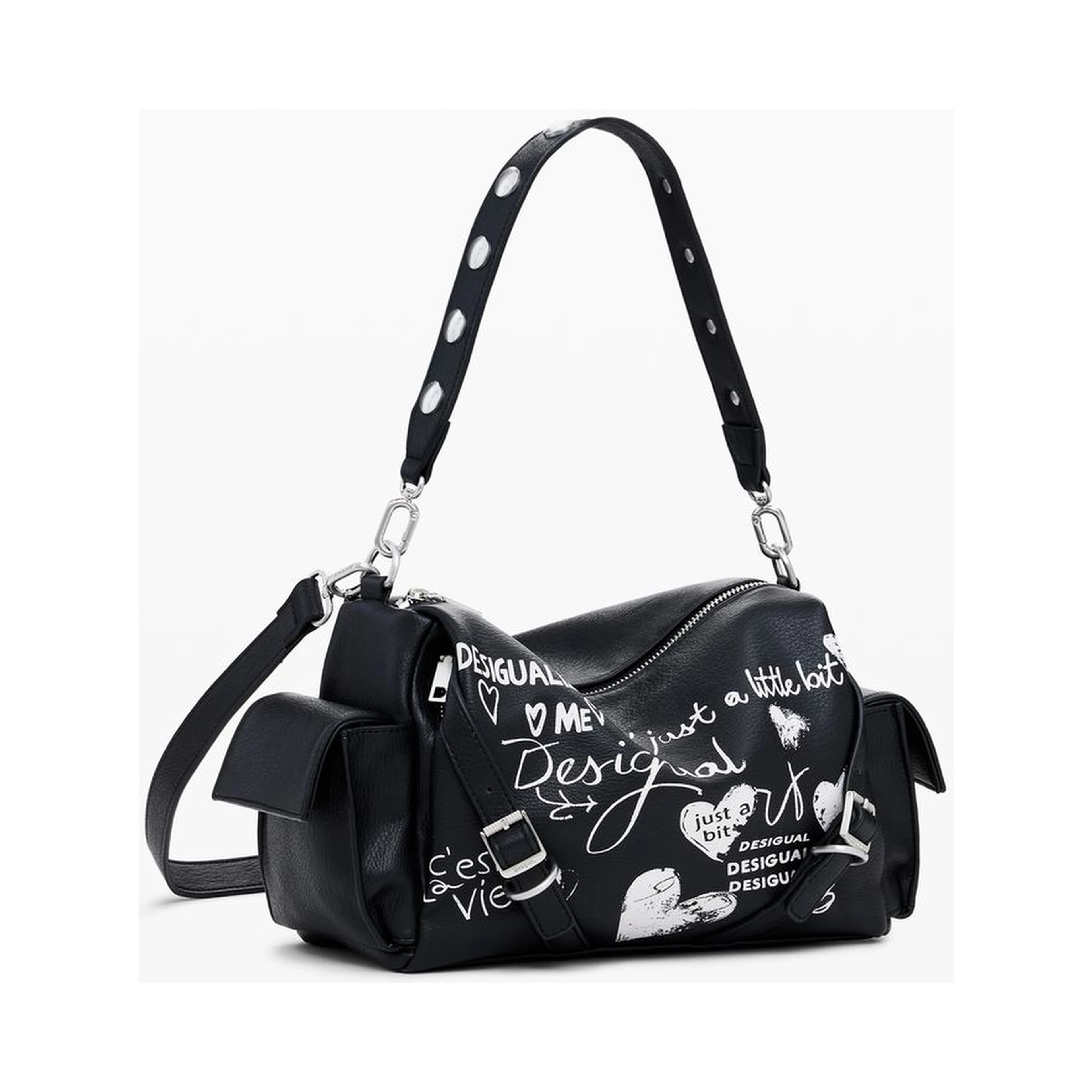 Black Polyethylene Women Handbag