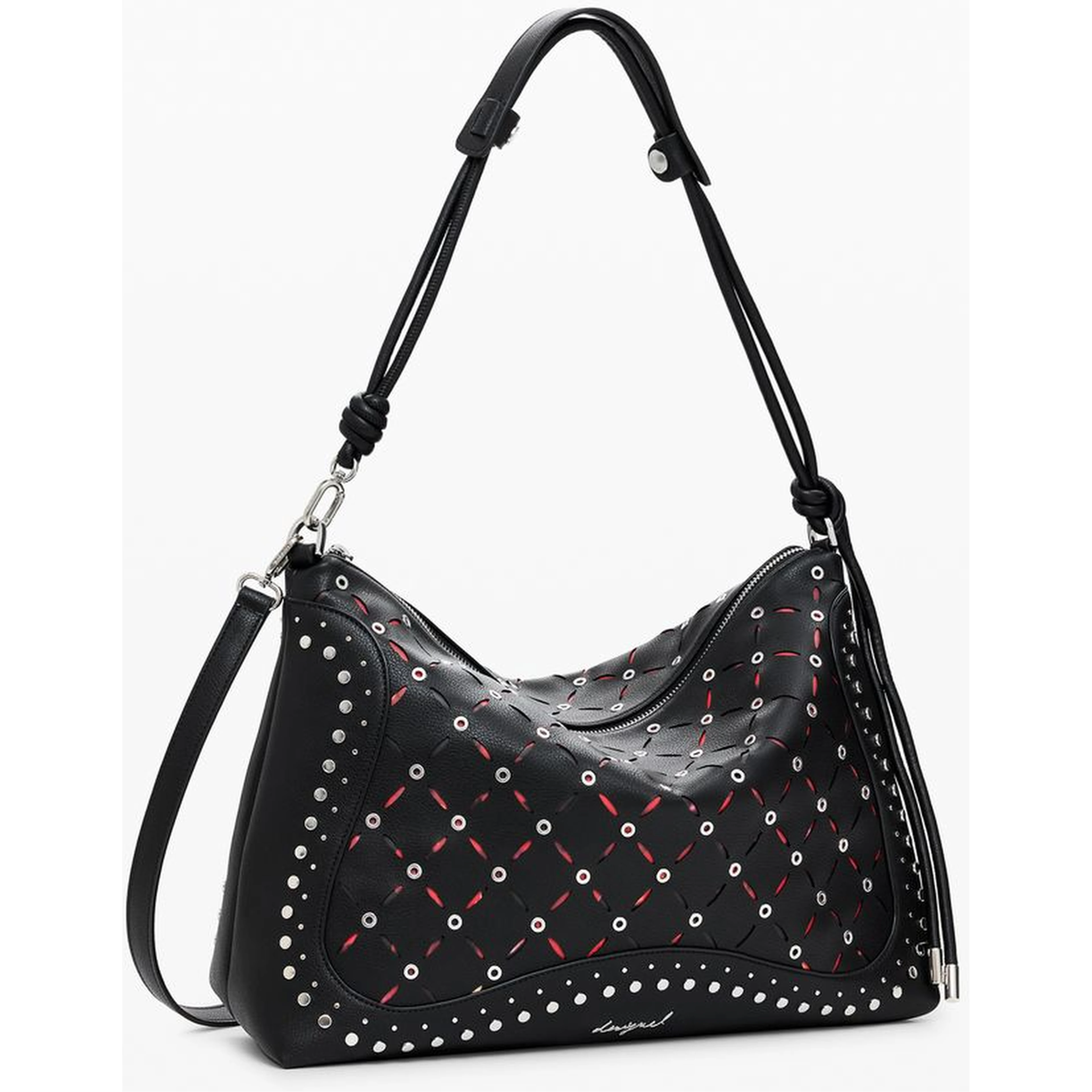 Black Polyethylene Women Handbag