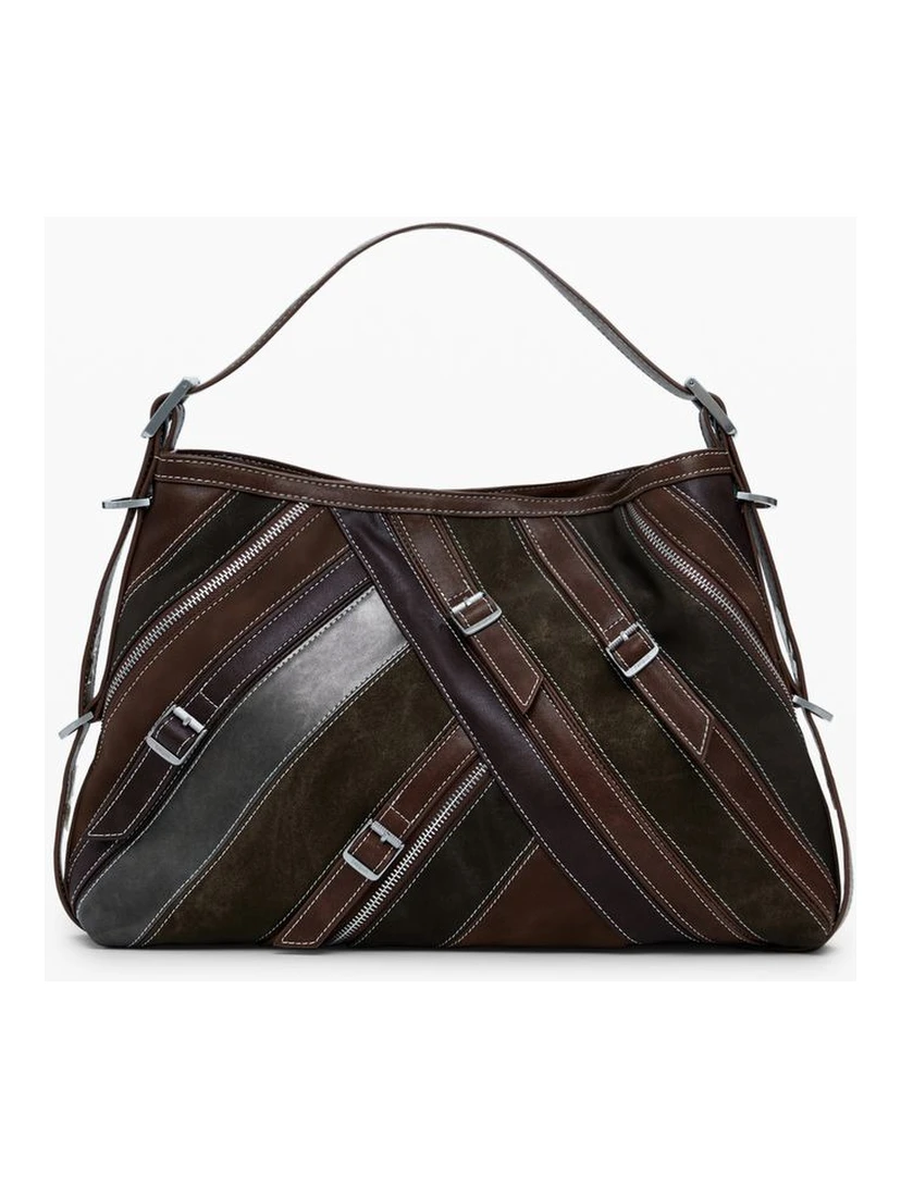 Brown Polyethylene Women Handbag