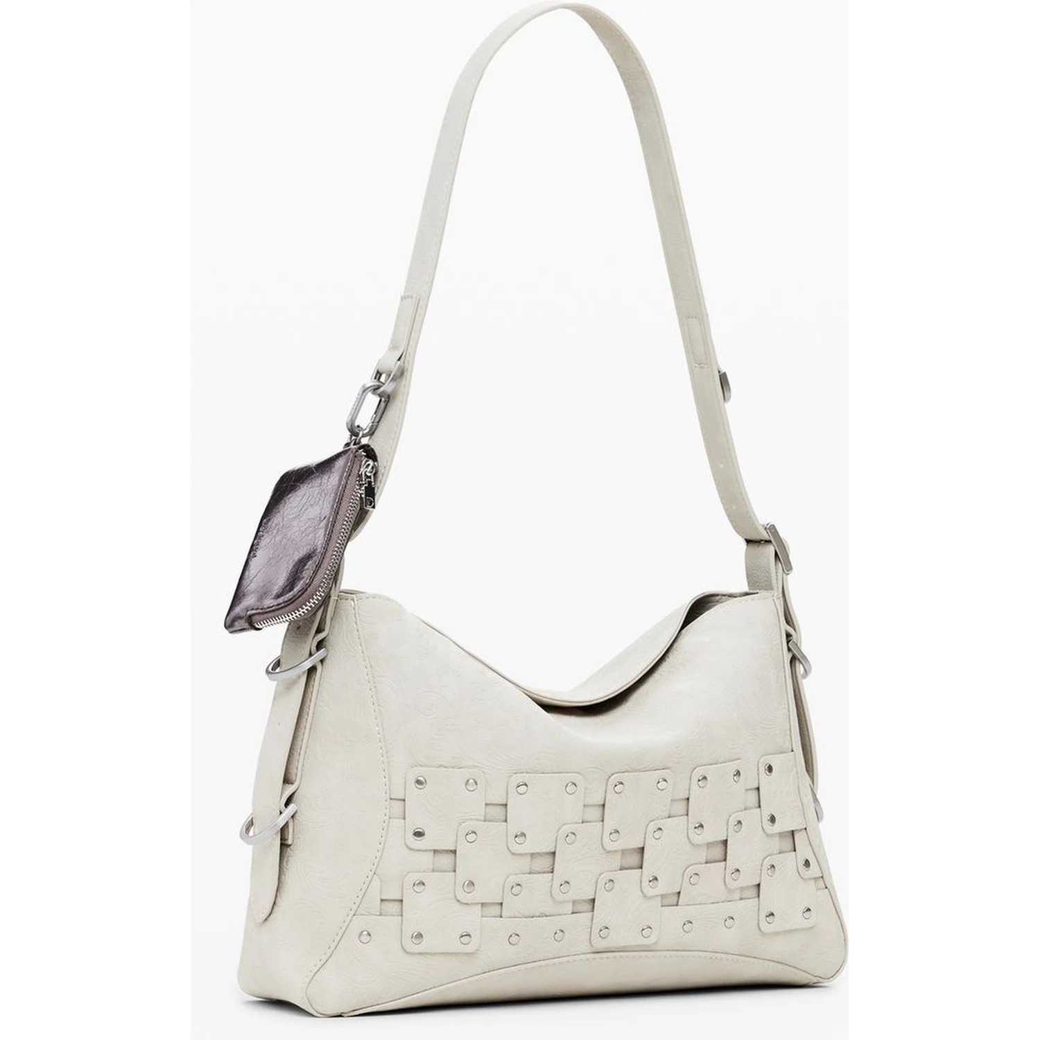 Beige Polyethylene Women Handbag