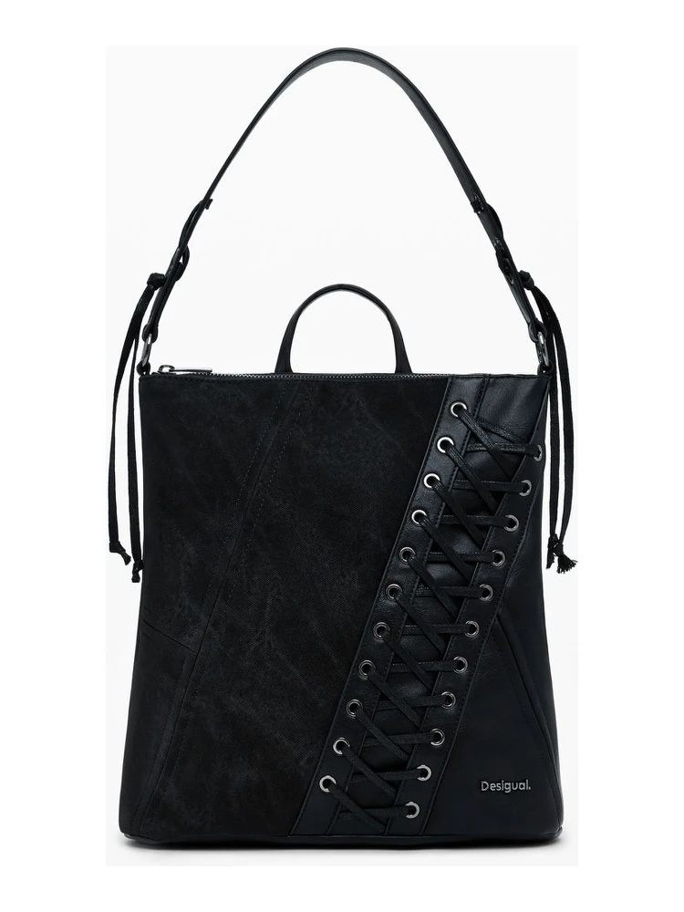 Black Polyethylene Women Backpack