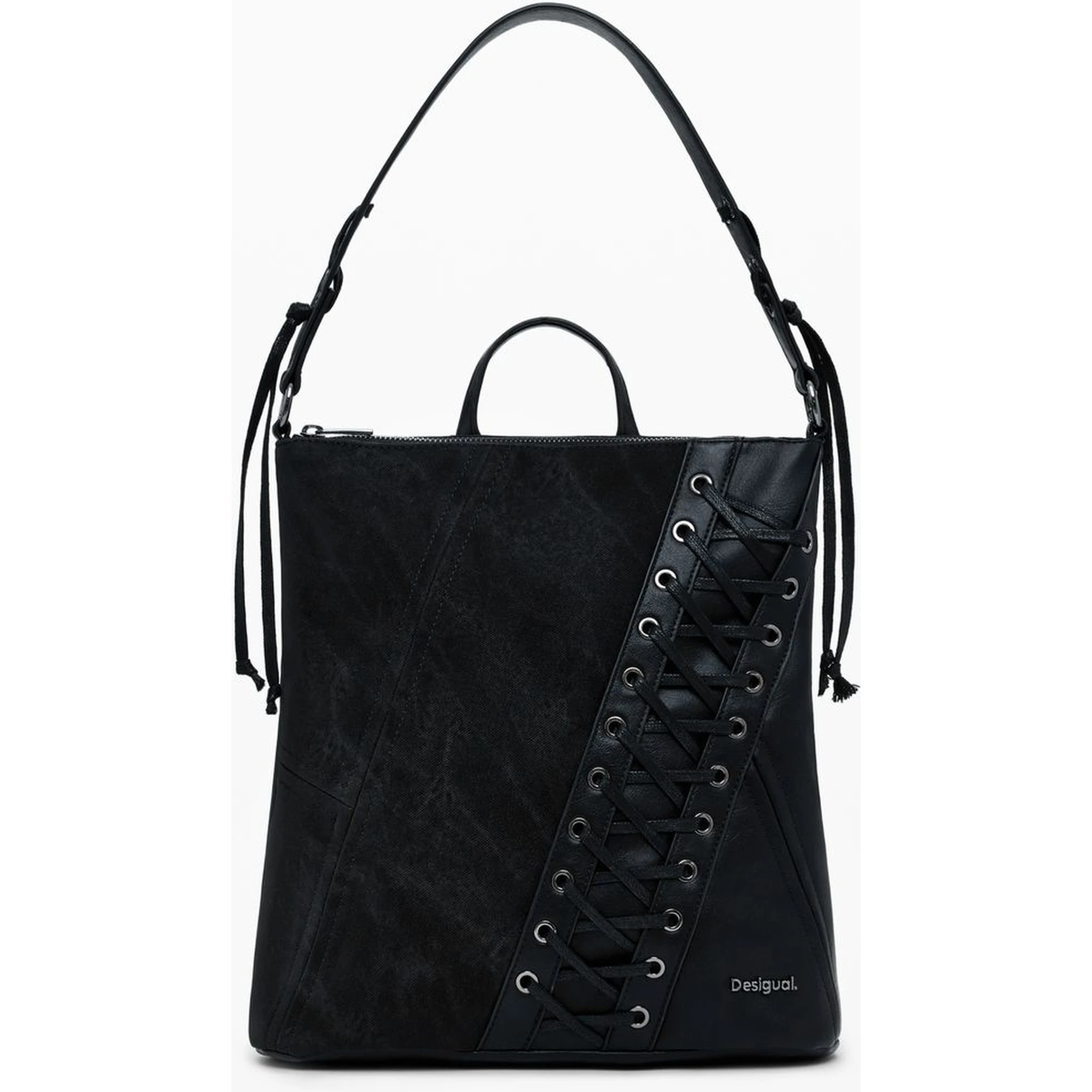 Black Polyethylene Women Backpack