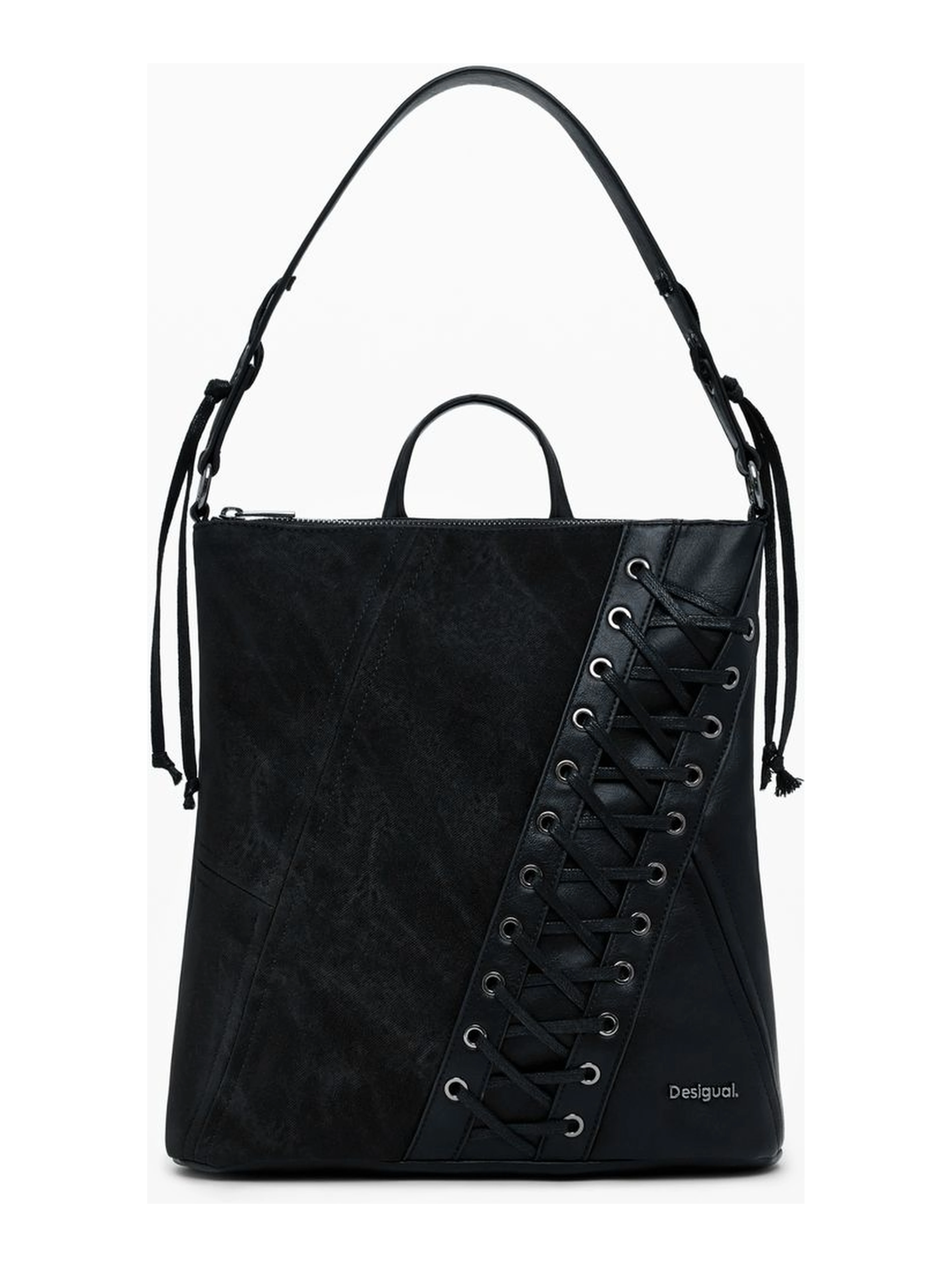 Black Polyethylene Women Backpack