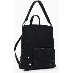 Black Polyethylene Women Backpack
