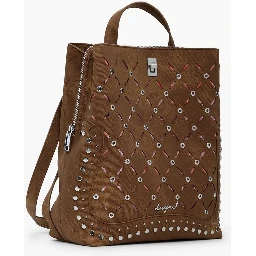 Brown Polyethylene Women Backpack