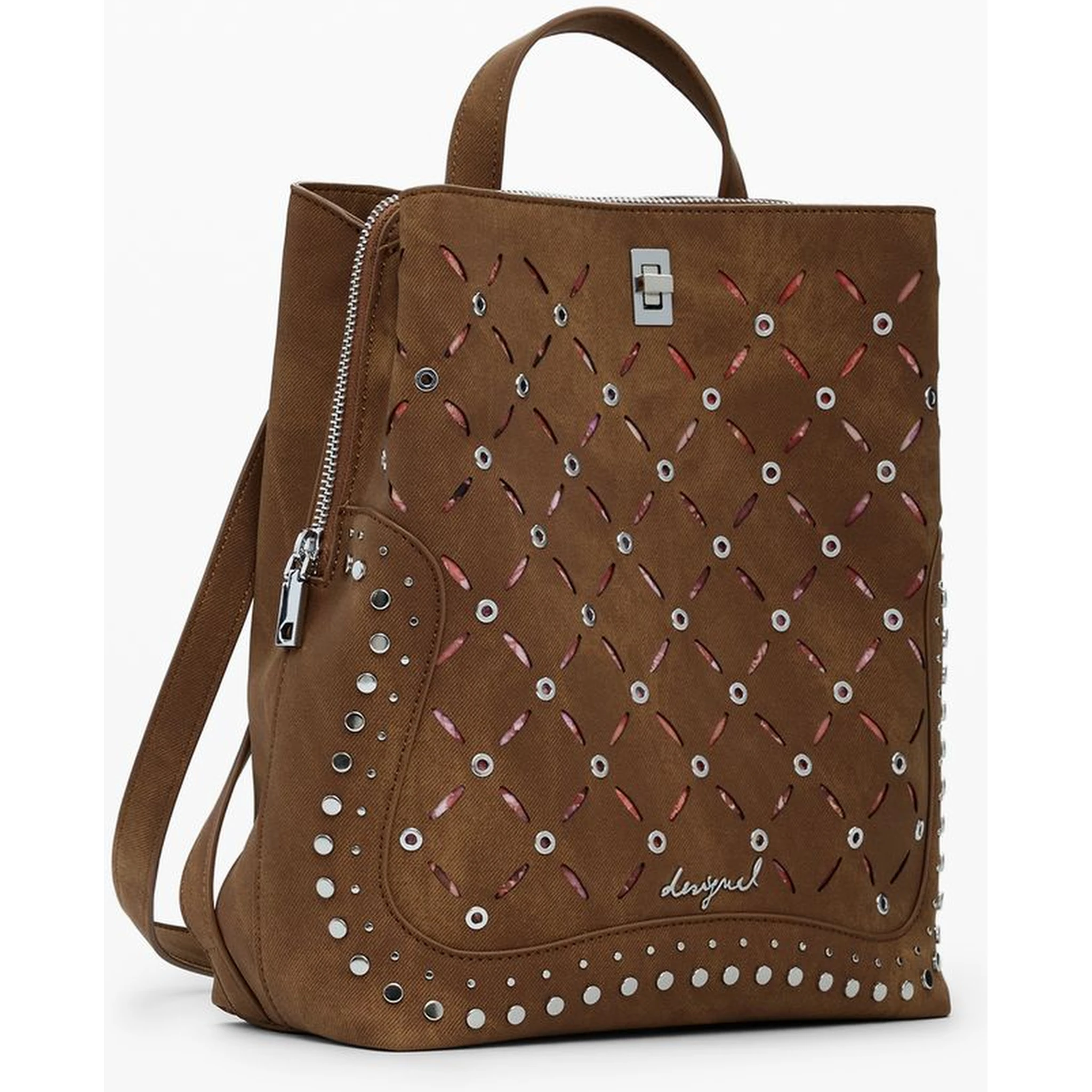 Brown Polyethylene Women Backpack