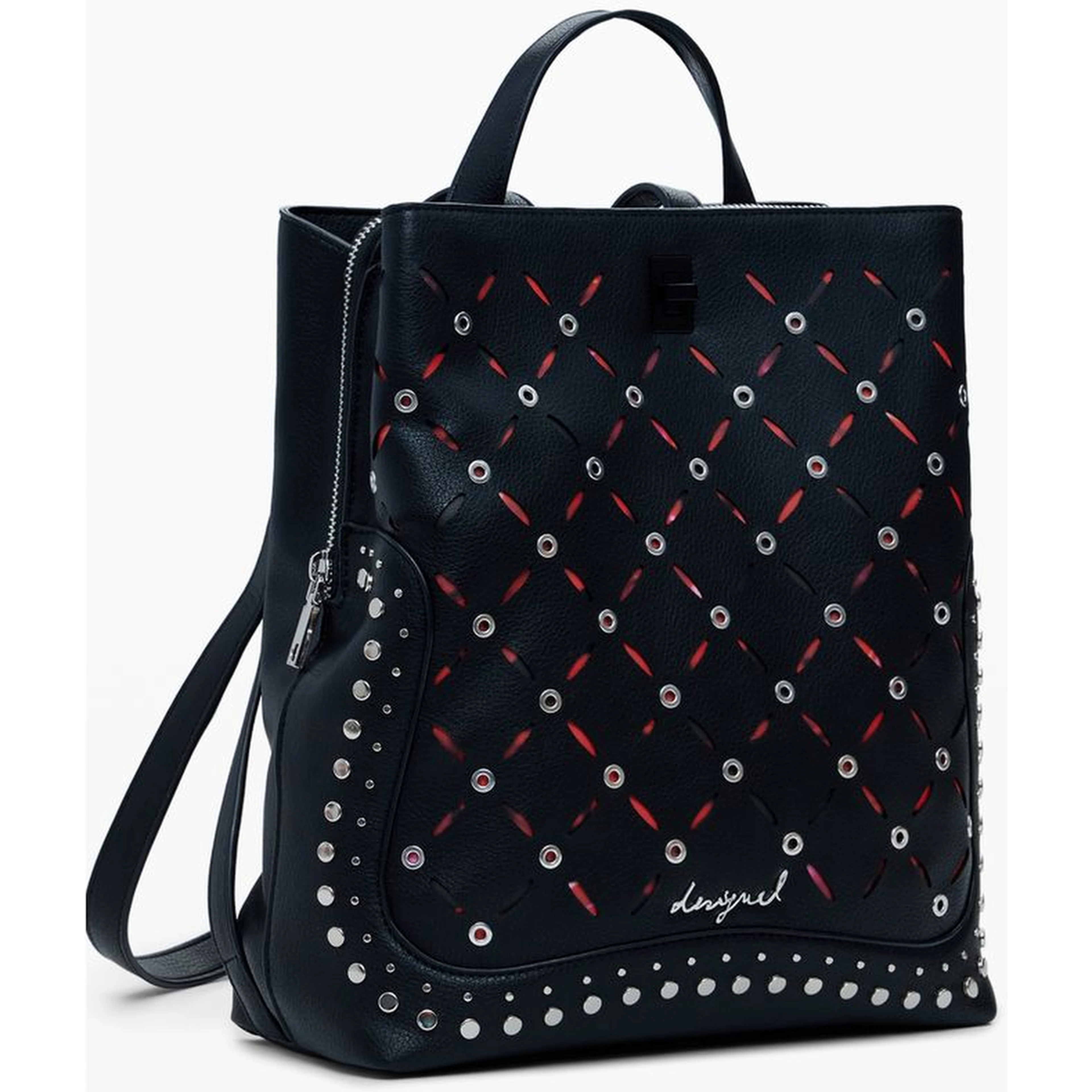 Black Polyethylene Women Backpack