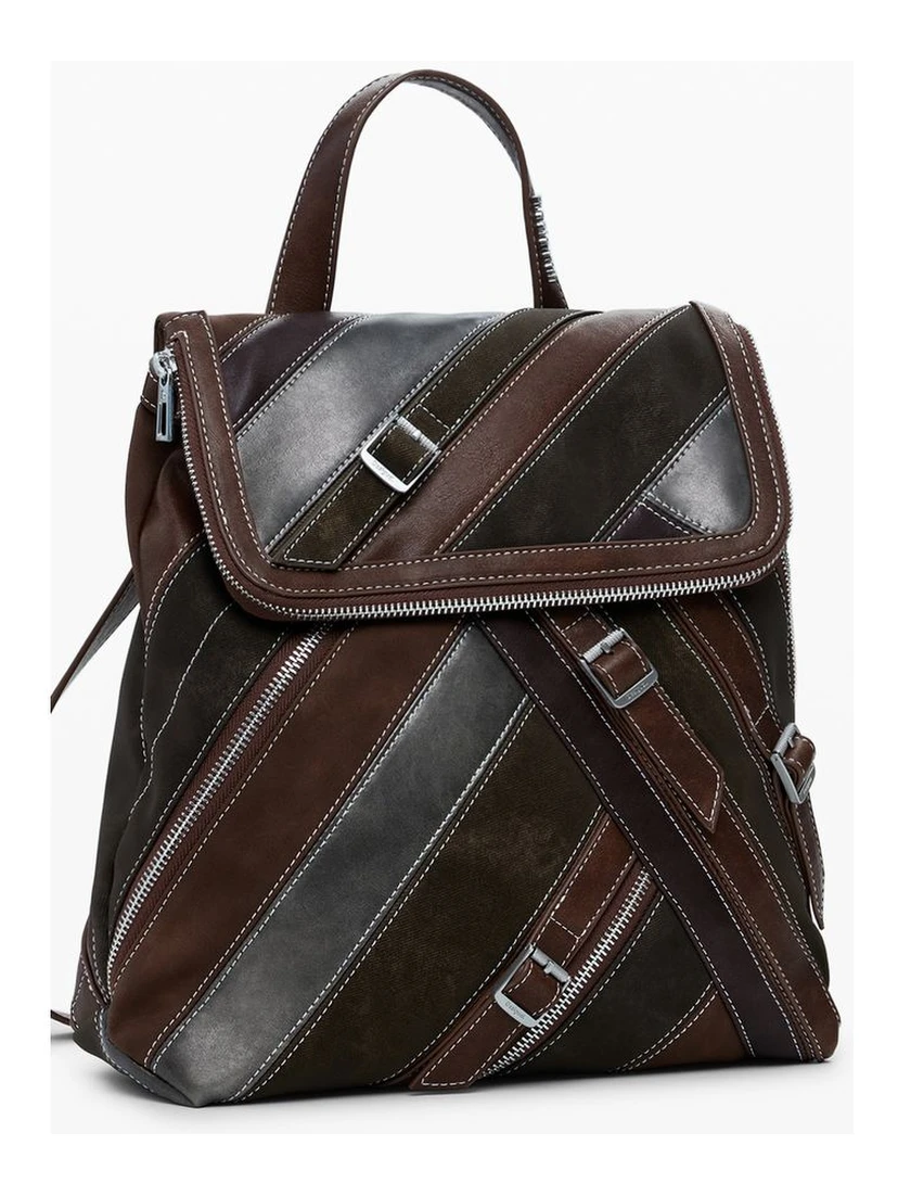 Brown Polyethylene Women Backpack