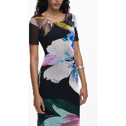 Black Polyester Women Dress