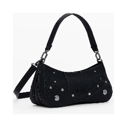 Black Polyethylene Women Handbag