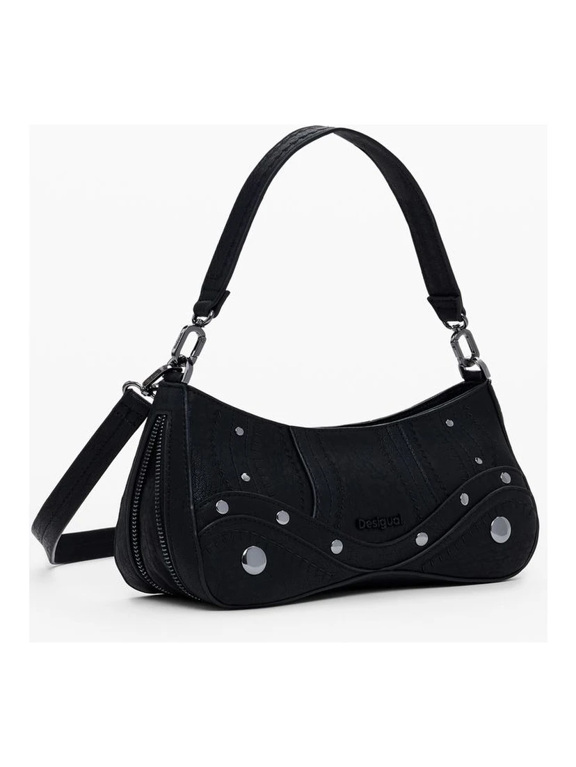 Black Polyethylene Women Handbag