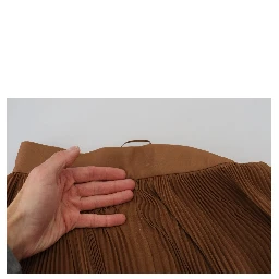 Beige Longuette Plisse Chiffon Midi Skirt