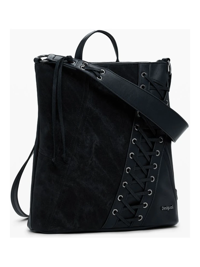 Black Polyethylene Women Backpack