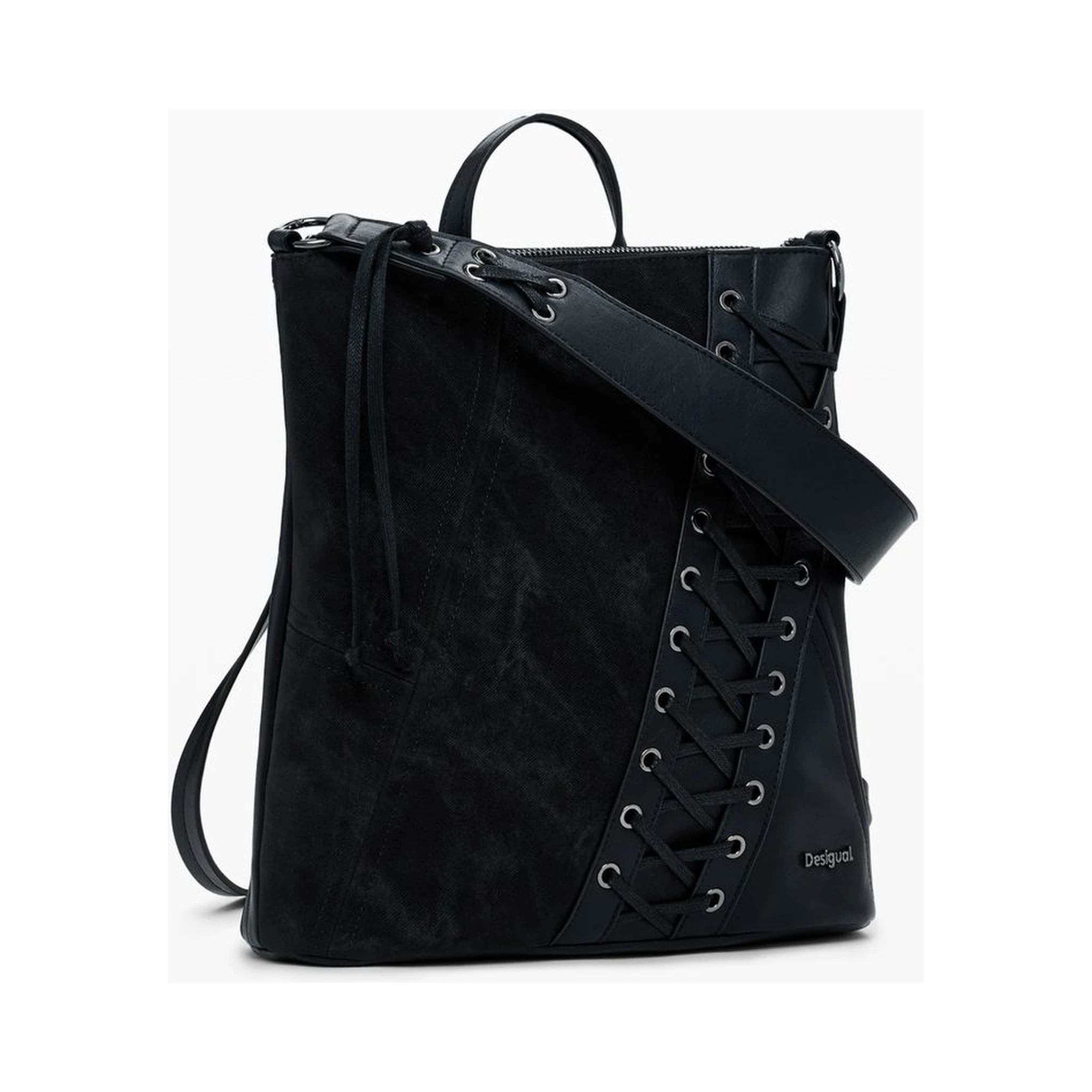 Black Polyethylene Women Backpack