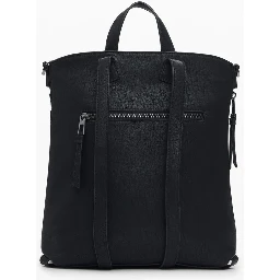 Black Polyethylene Women Backpack